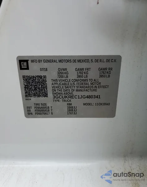 2018 Chevrolet Silverado K1500 Lt from USA, damaged, VIN 3GCUKREC1JG480341